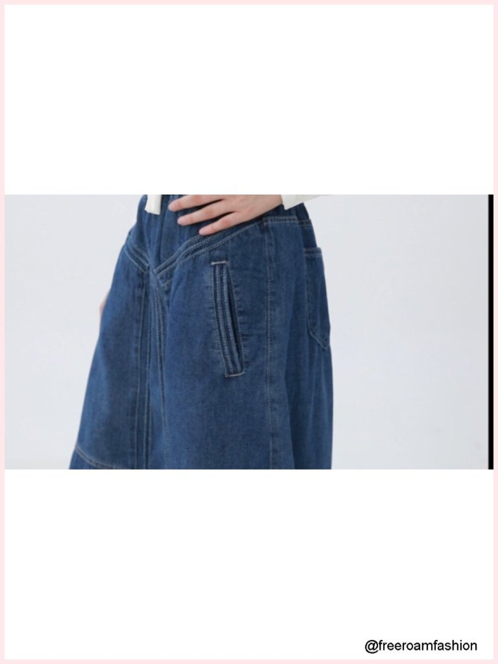 Women's High Waist A-Line Frayed Maxi Denim Skirt with Pockets - Picture 6 of 6